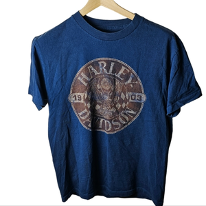 Harley-Davidson Blue Double‎ Sided Graphic T-Shirt Medium Myrtle Beach SC
